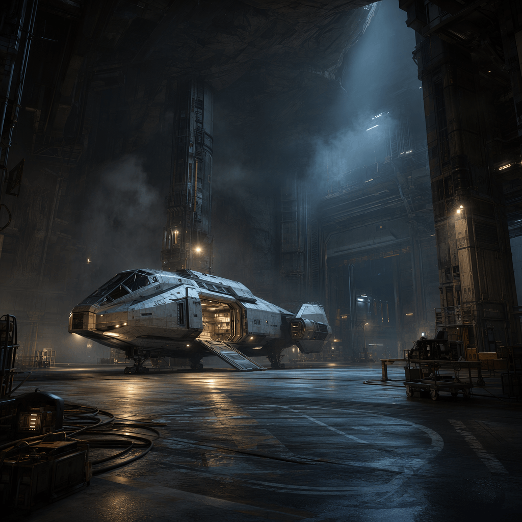 GPT Image 2生成的科幻飞船机库场景，展示超高画质细节